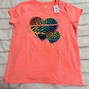 Place Kids Pink Animal Print Heart Tee